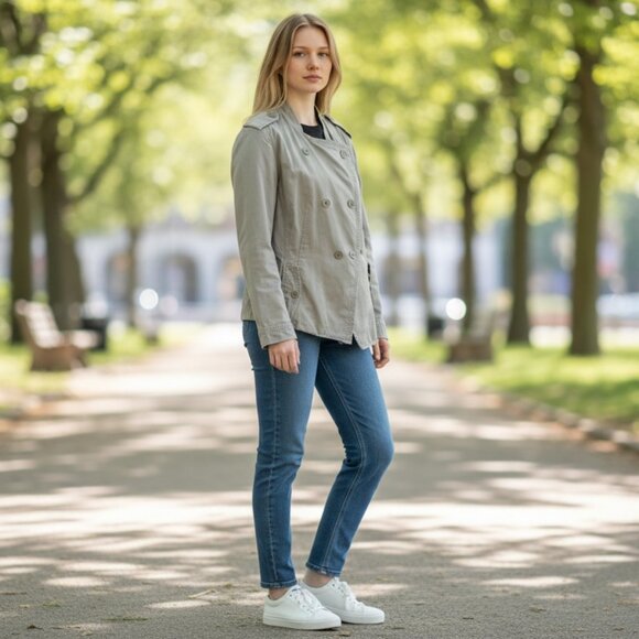 Banana Republic Utility Jacket – Size 12, Classic Double-Breasted Style - Picture 2 of 6